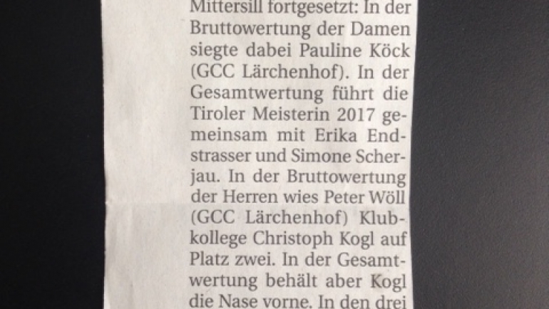 Pressemitteilung Tiroler Tageszeitung GC Mittersill