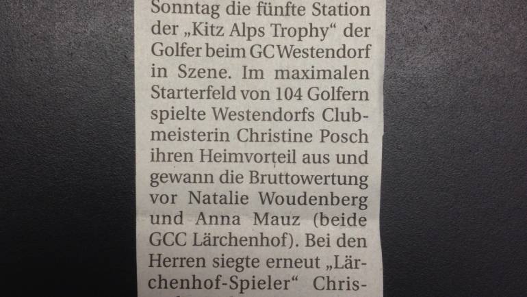 PRESSEMELDUNG 5. Station GC Westendorf Tiroler Tageszeitung